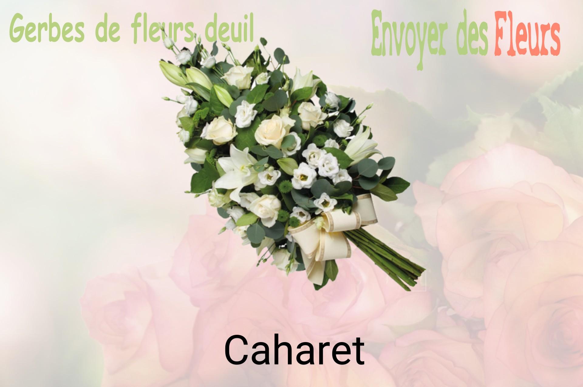 Gerbe de fleurs de deuil livrée à Caharet